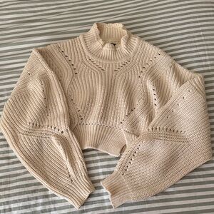 Isabel Marant Cream Cropped Turtleneck Sweater